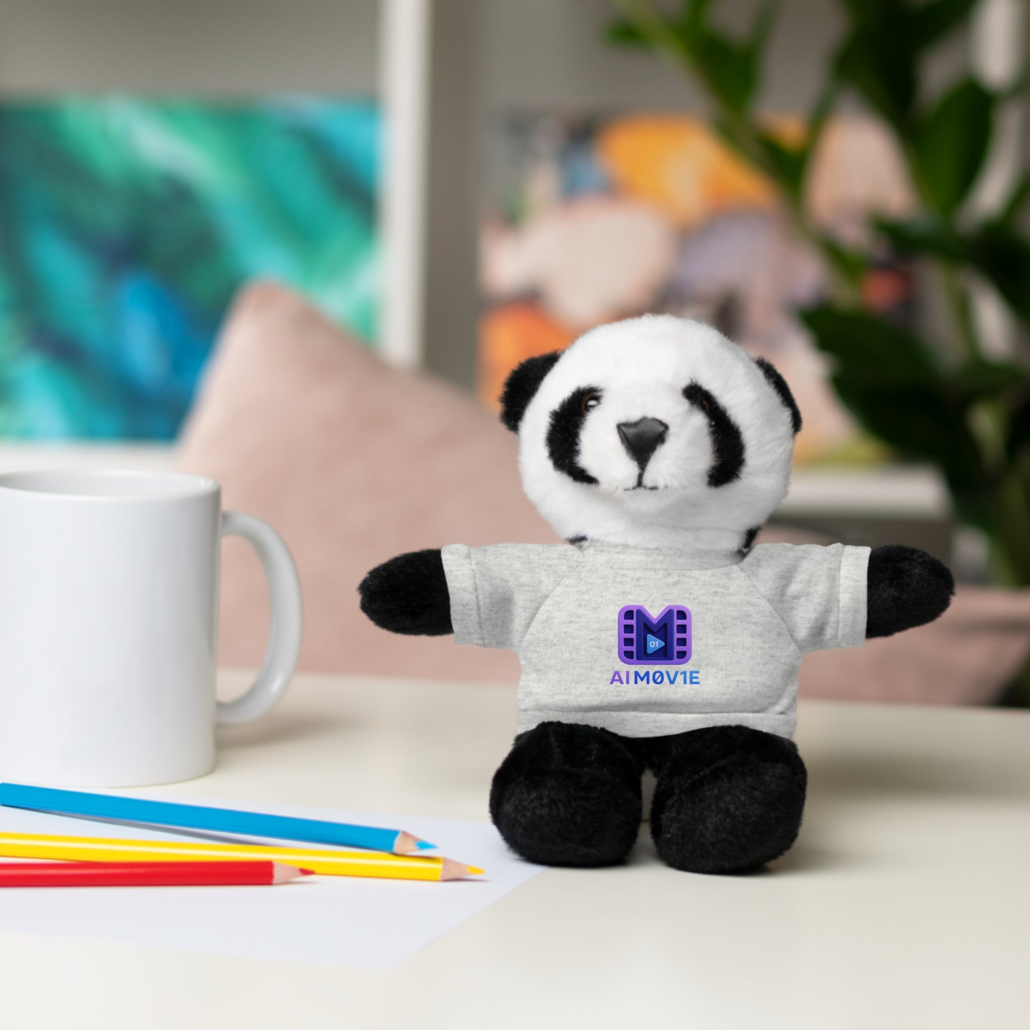 Purple Logo Teddy Bear Plush with Tee — Cute Branded Stuffed Animal Gift