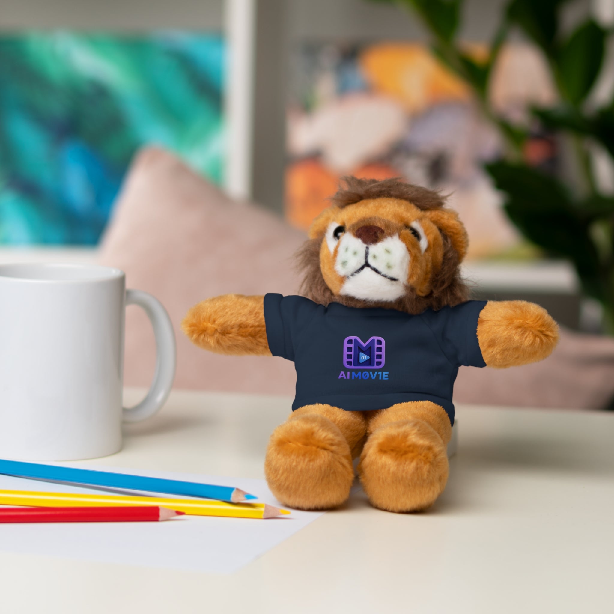 Purple Logo Teddy Bear Plush with Tee — Cute Branded Stuffed Animal Gift
