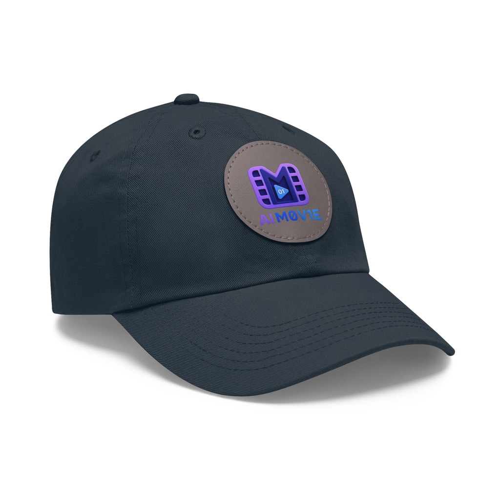 AI M0V1E - Dad Hat with Round Leather Patch – Neon Film Logo Cap