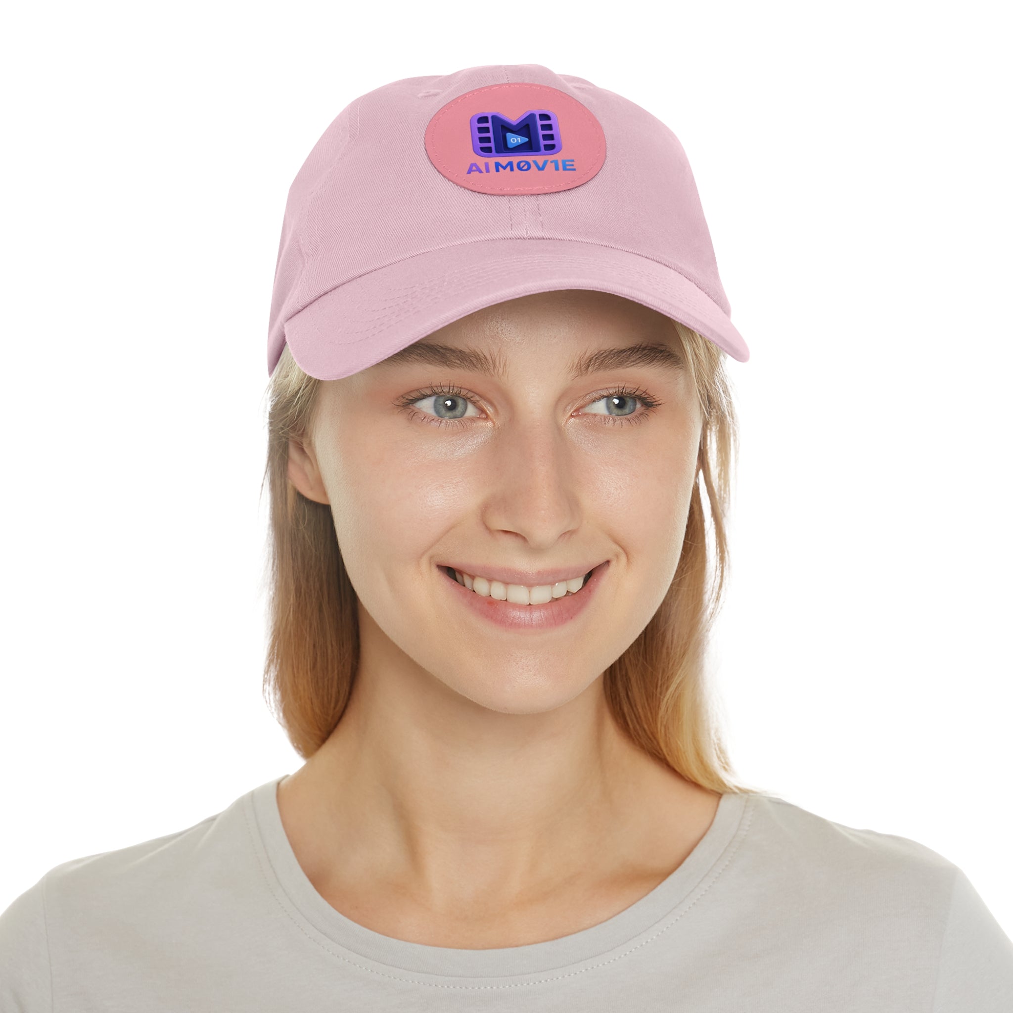 AI M0V1E - Dad Hat with Round Leather Patch – Neon Film Logo Cap