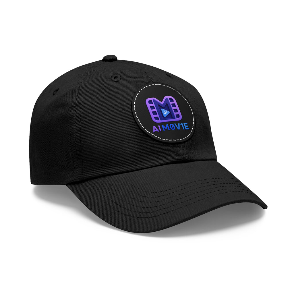 AI M0V1E - Dad Hat with Round Leather Patch – Neon Film Logo Cap