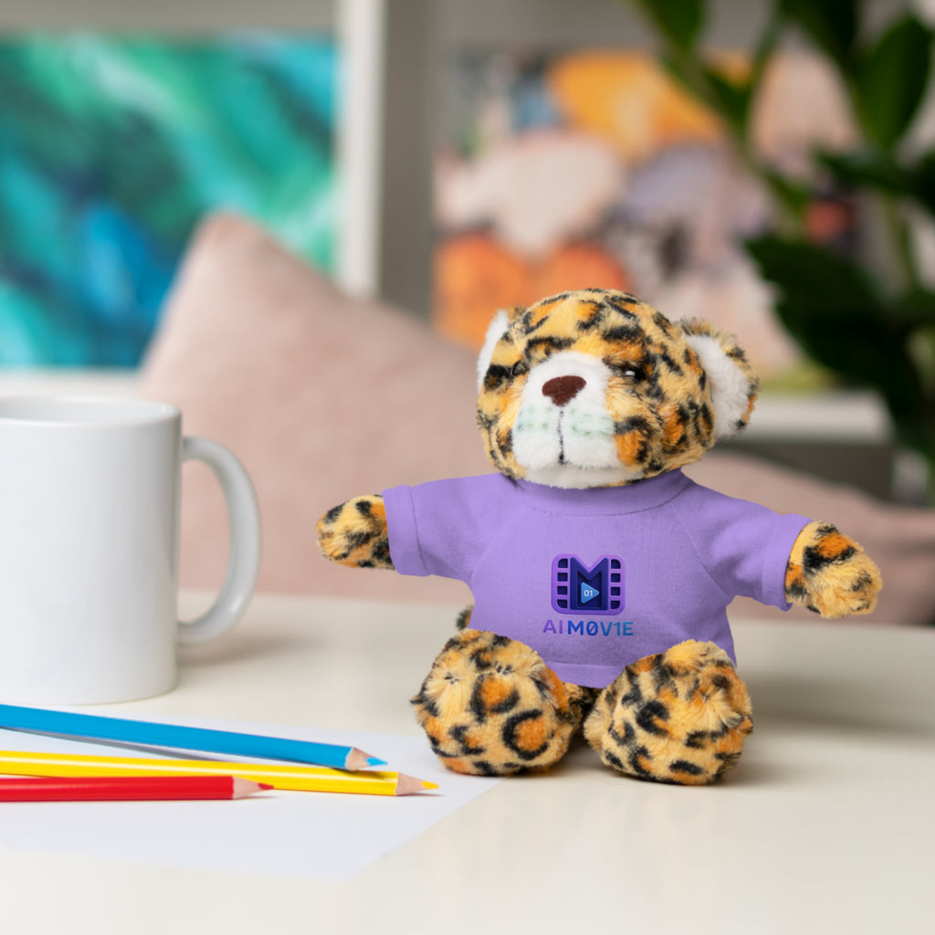 Purple Logo Teddy Bear Plush with Tee — Cute Branded Stuffed Animal Gift
