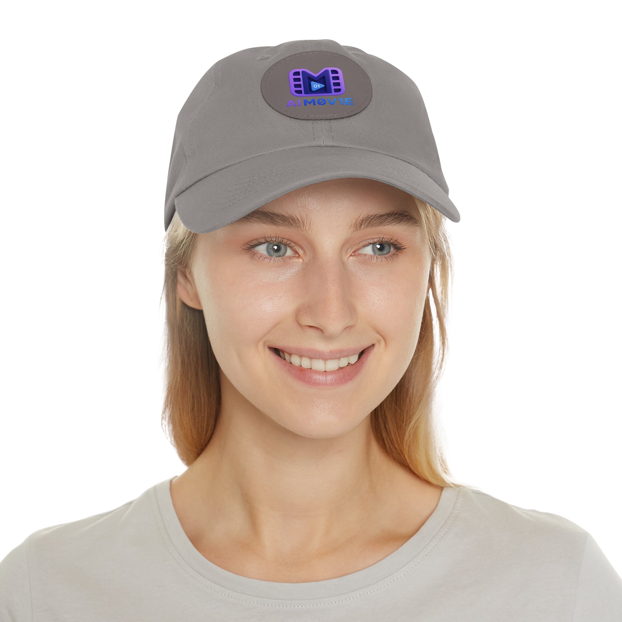 AI M0V1E - Dad Hat with Round Leather Patch – Neon Film Logo Cap