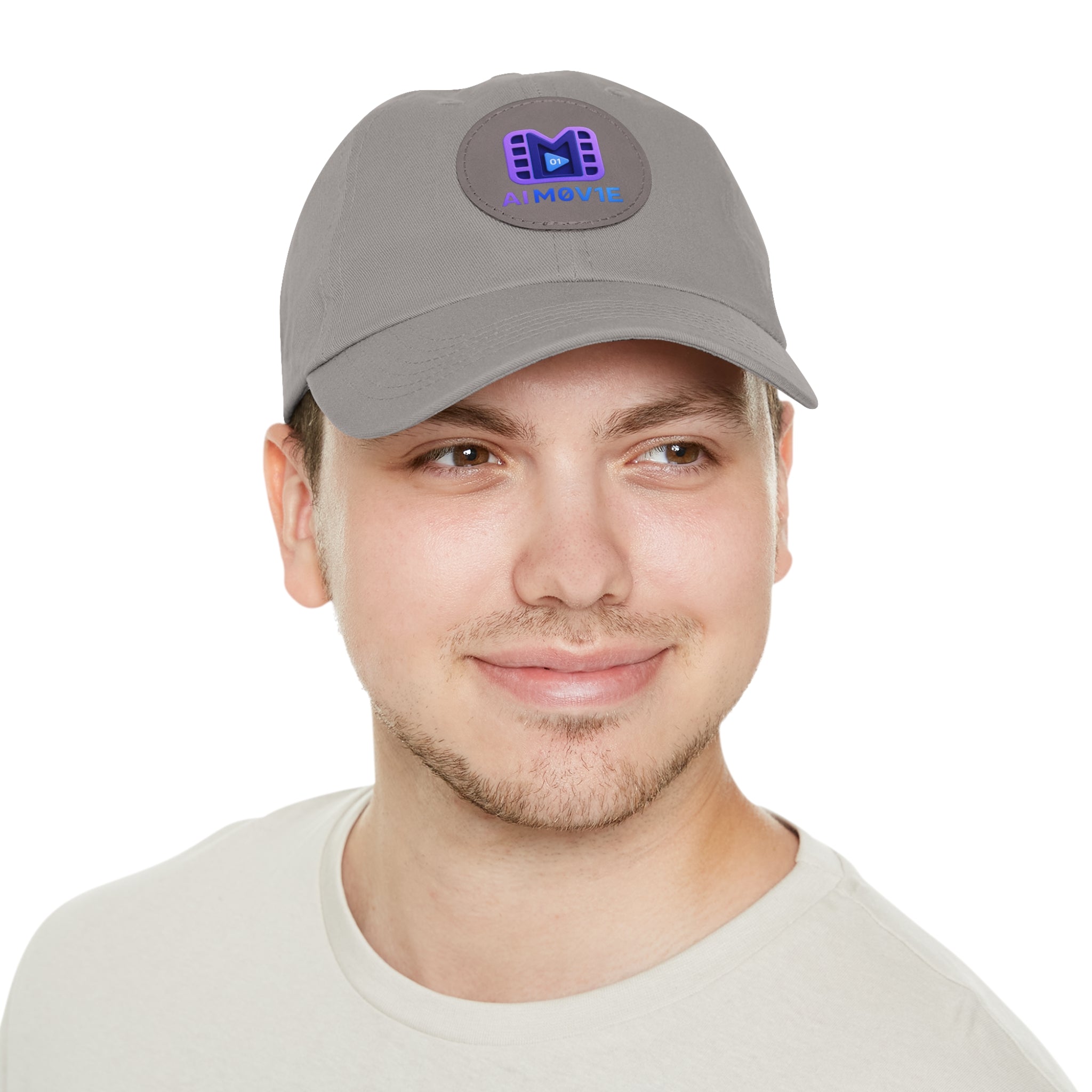AI M0V1E - Dad Hat with Round Leather Patch – Neon Film Logo Cap