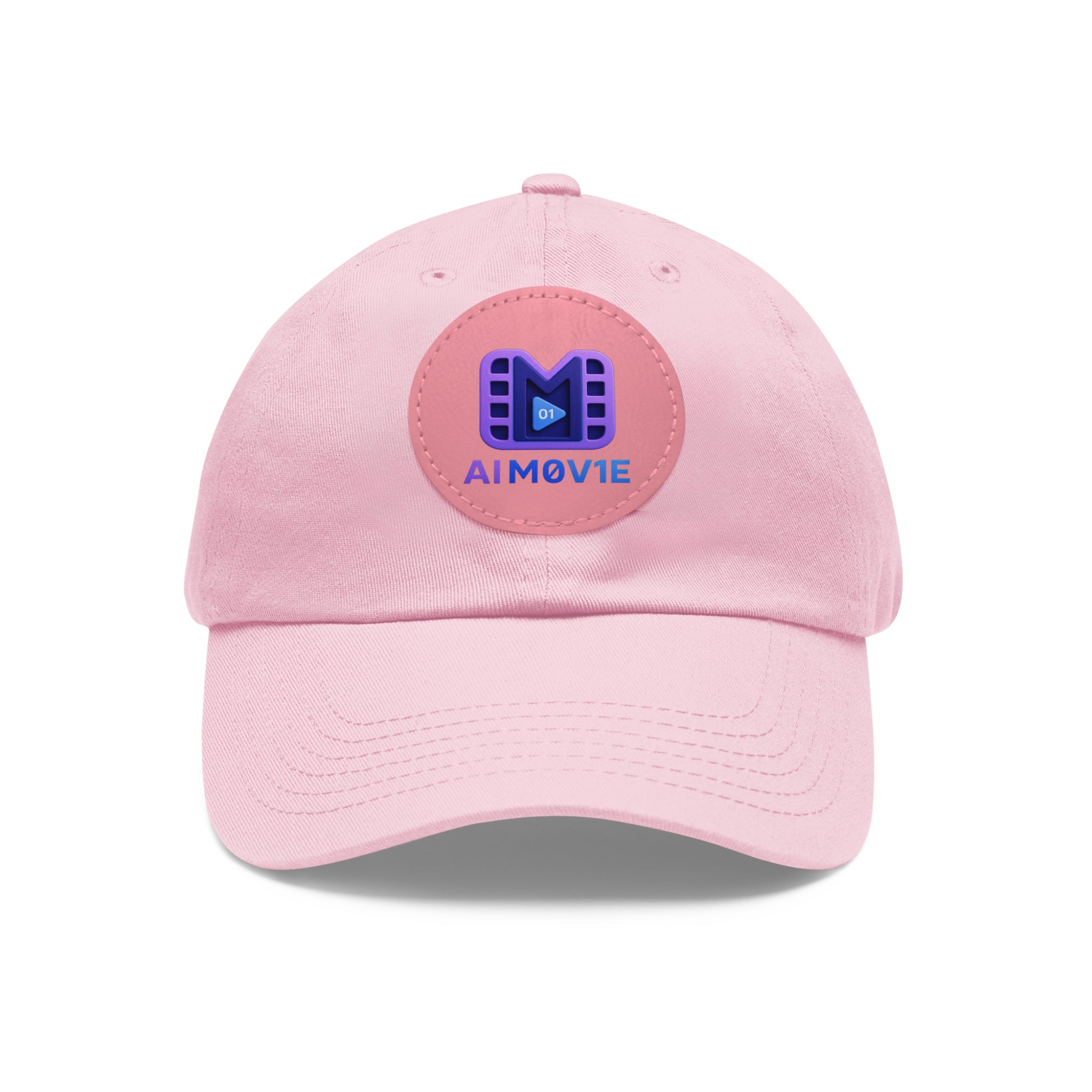 AI M0V1E - Dad Hat with Round Leather Patch – Neon Film Logo Cap