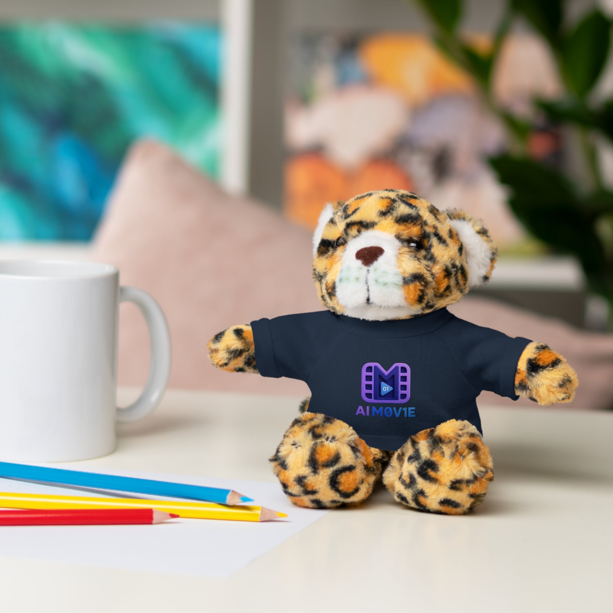 Purple Logo Teddy Bear Plush with Tee — Cute Branded Stuffed Animal Gift