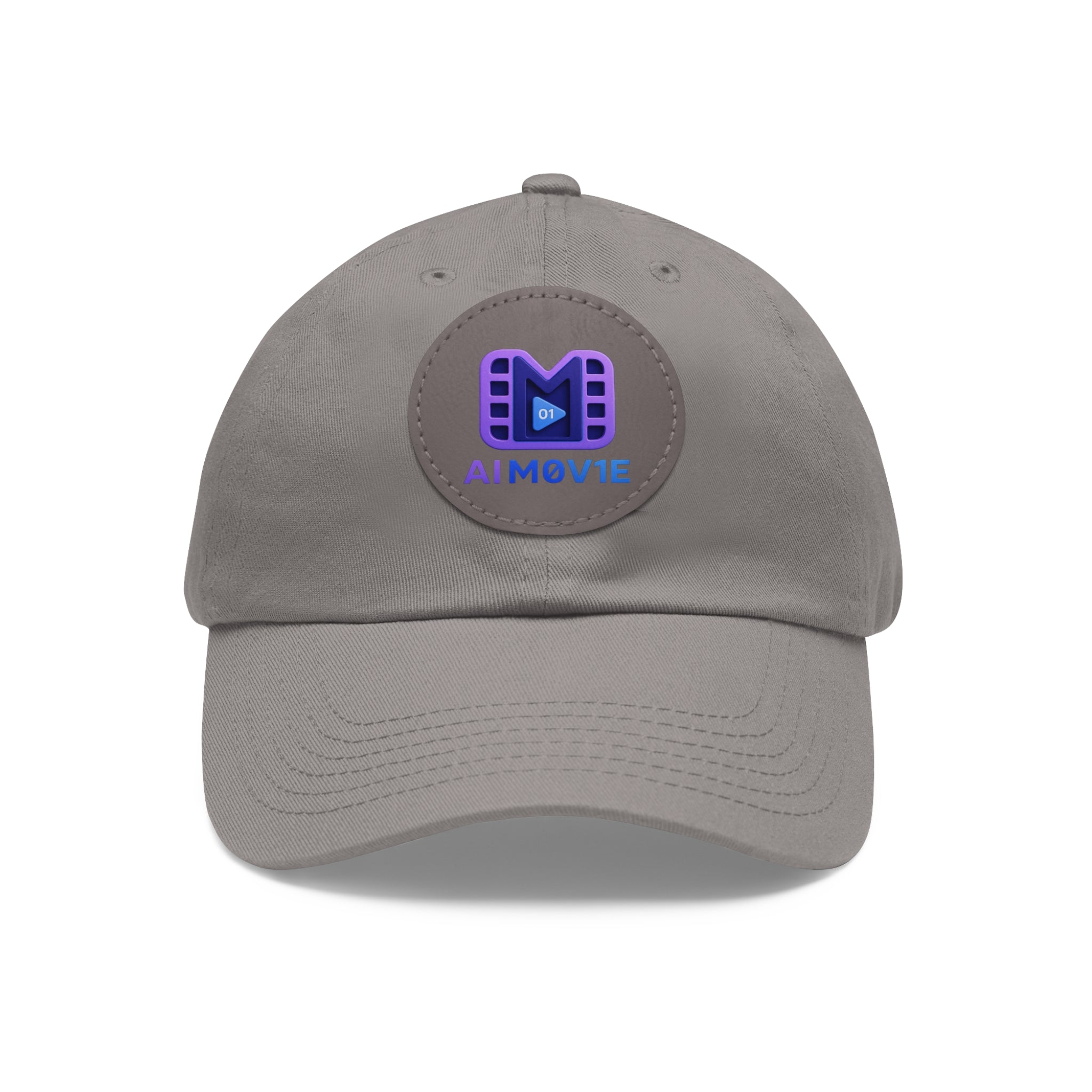 AI M0V1E - Dad Hat with Round Leather Patch – Neon Film Logo Cap