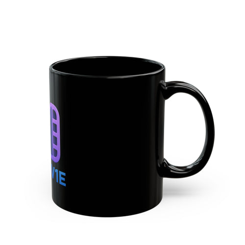 AI M0V1E Logo Black Mug — 11oz/15oz Coffee Cup for Filmmakers & AI Tech Fans