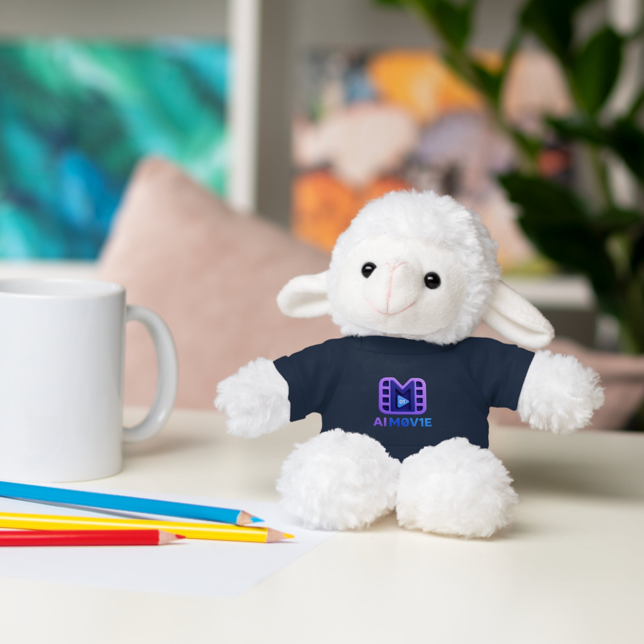 Purple Logo Teddy Bear Plush with Tee — Cute Branded Stuffed Animal Gift