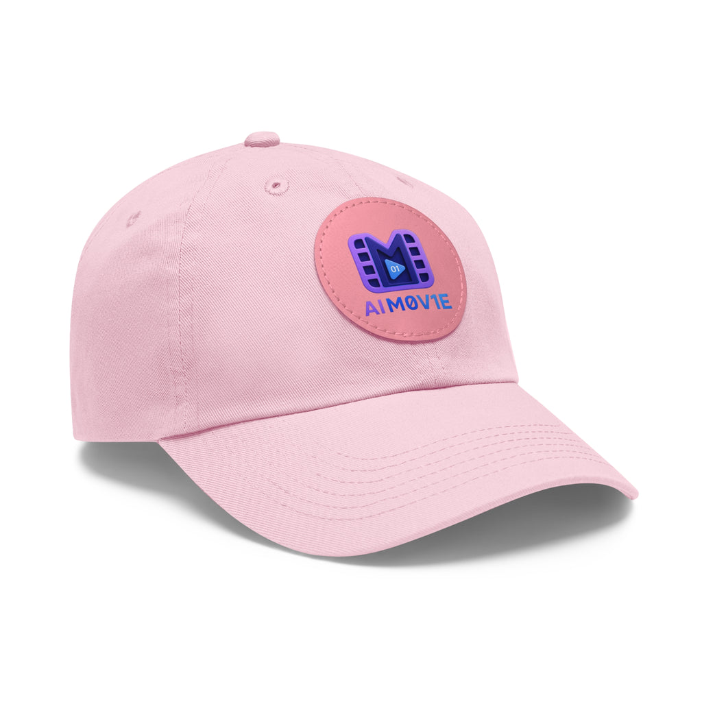 AI M0V1E - Dad Hat with Round Leather Patch – Neon Film Logo Cap