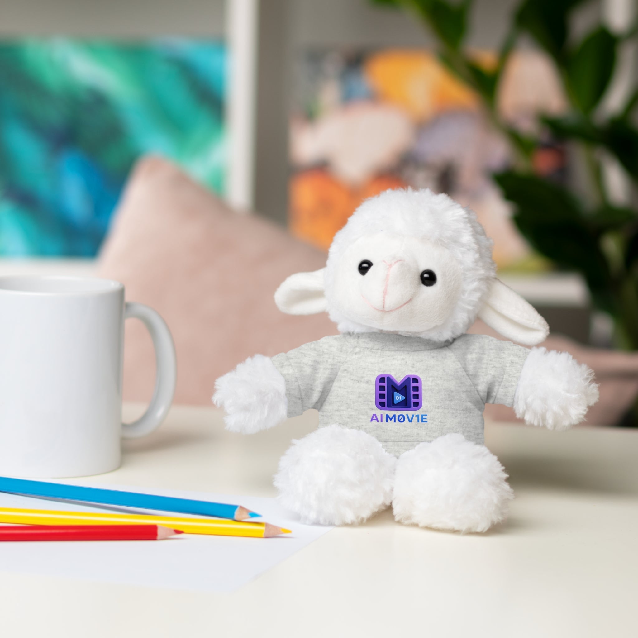 Purple Logo Teddy Bear Plush with Tee — Cute Branded Stuffed Animal Gift