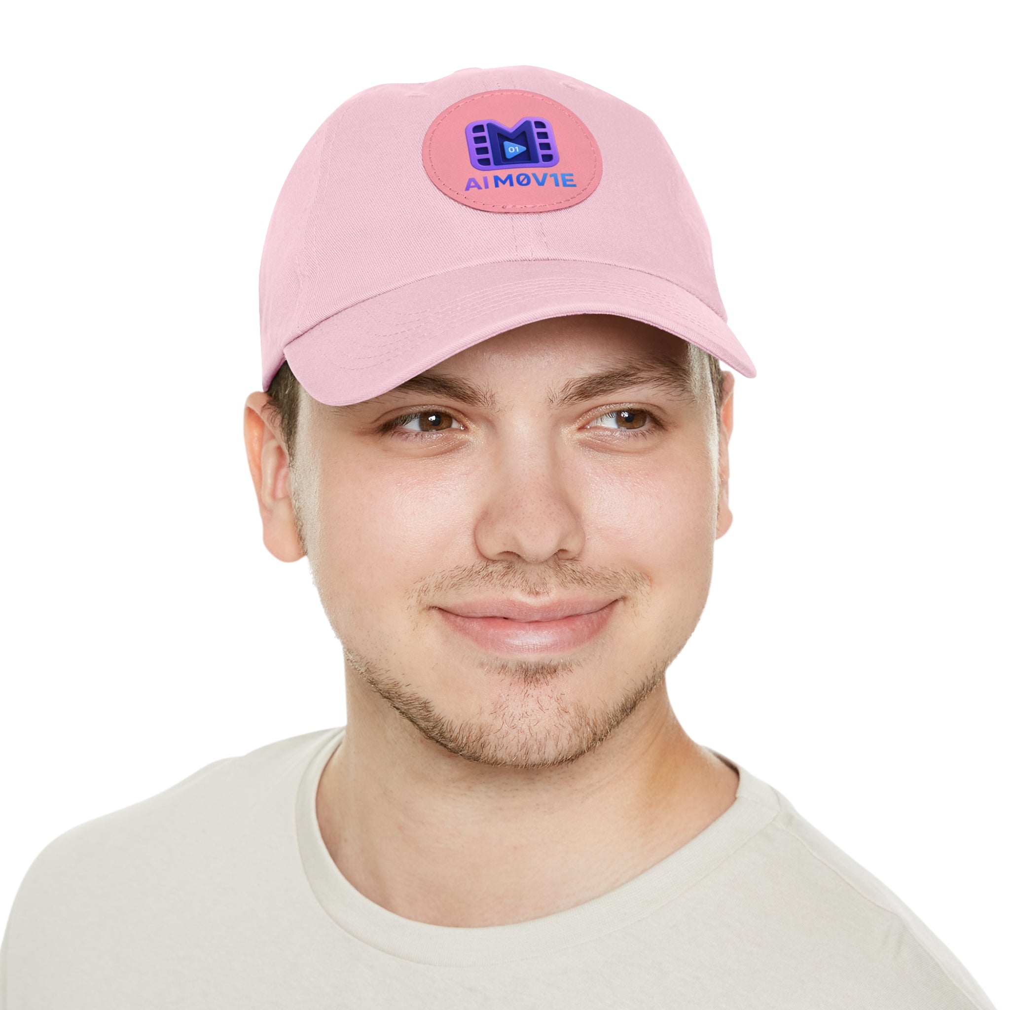 AI M0V1E - Dad Hat with Round Leather Patch – Neon Film Logo Cap