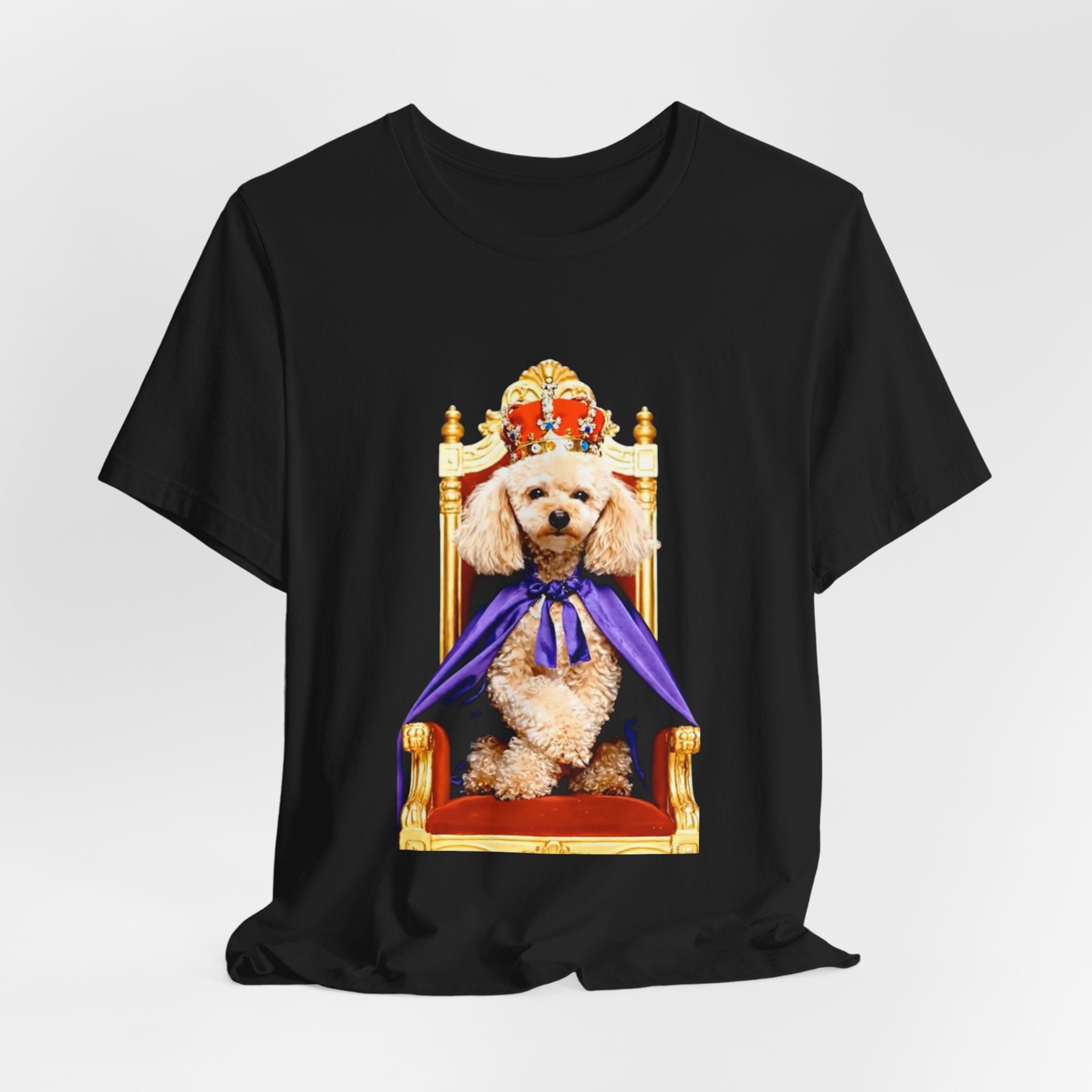 Poodle King T-Shirt - Crowned Pup on Throne Tee