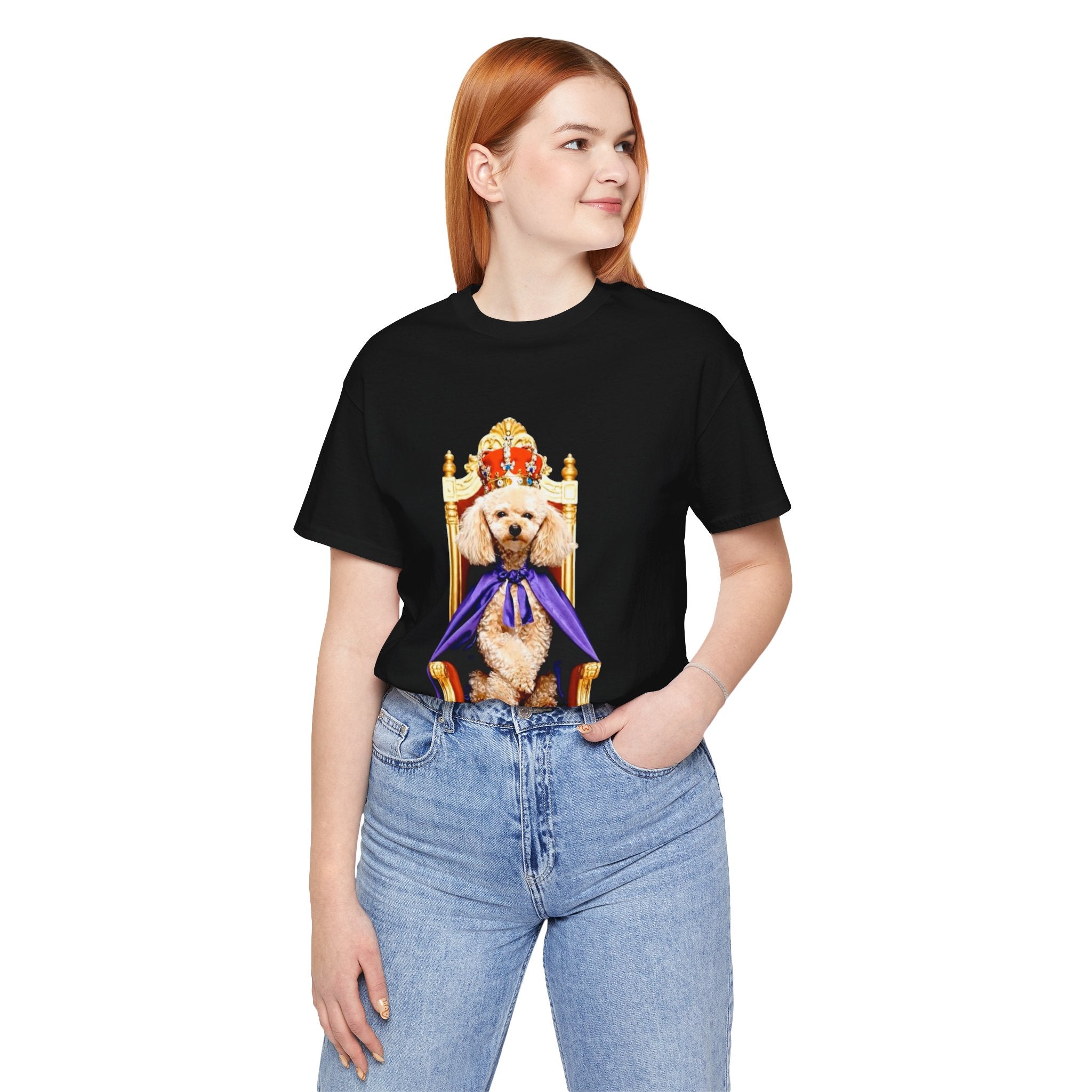 Poodle King T-Shirt - Crowned Pup on Throne Tee