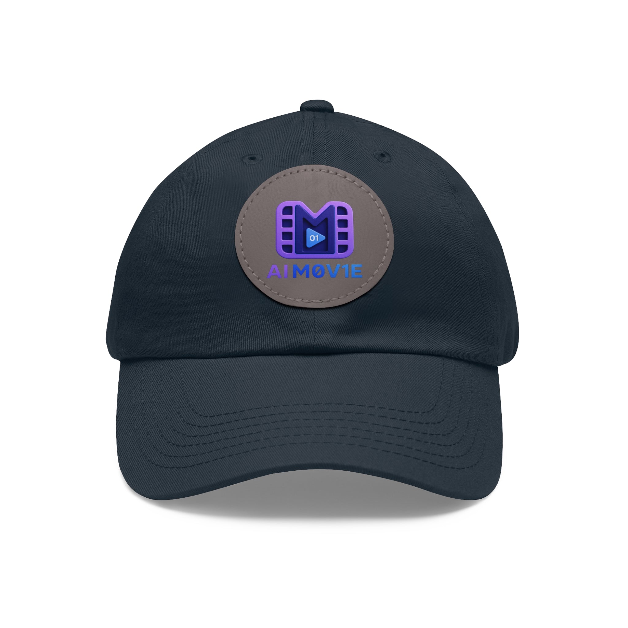 AI M0V1E - Dad Hat with Round Leather Patch – Neon Film Logo Cap