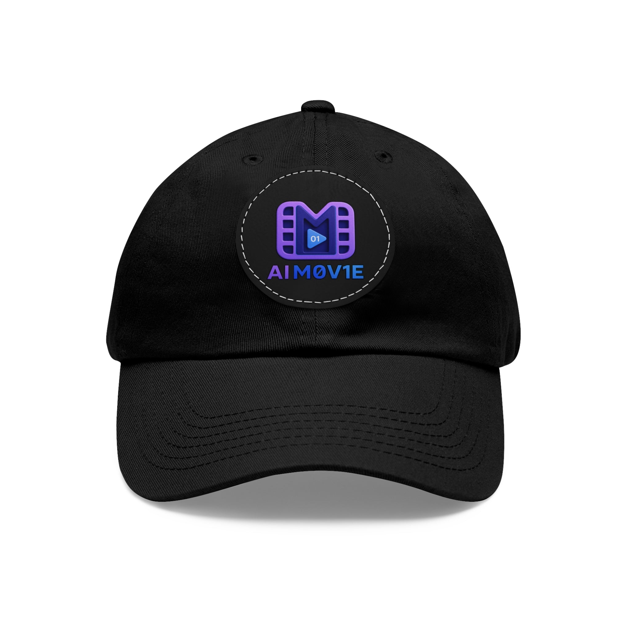 AI M0V1E - Dad Hat with Round Leather Patch – Neon Film Logo Cap