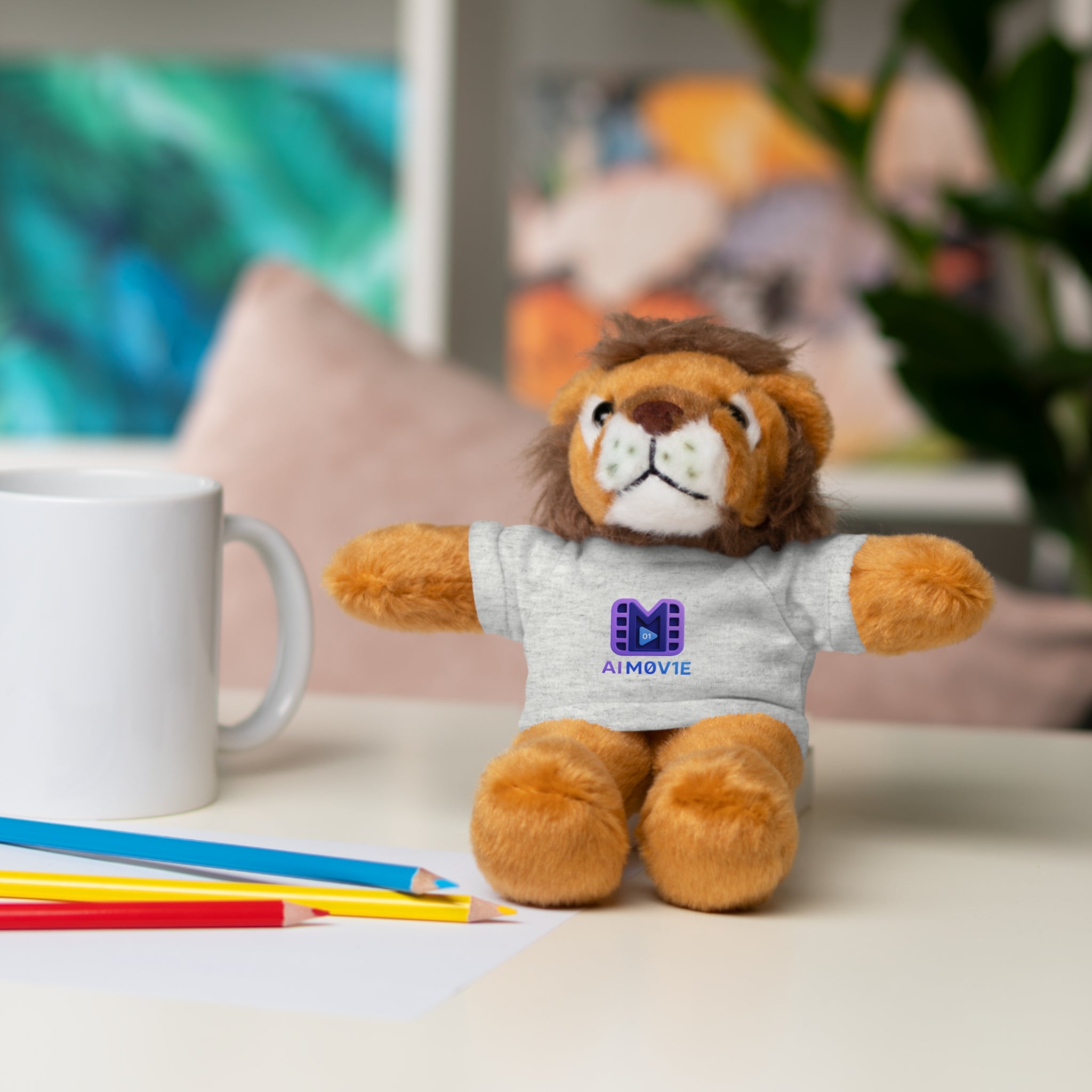 Purple Logo Teddy Bear Plush with Tee — Cute Branded Stuffed Animal Gift