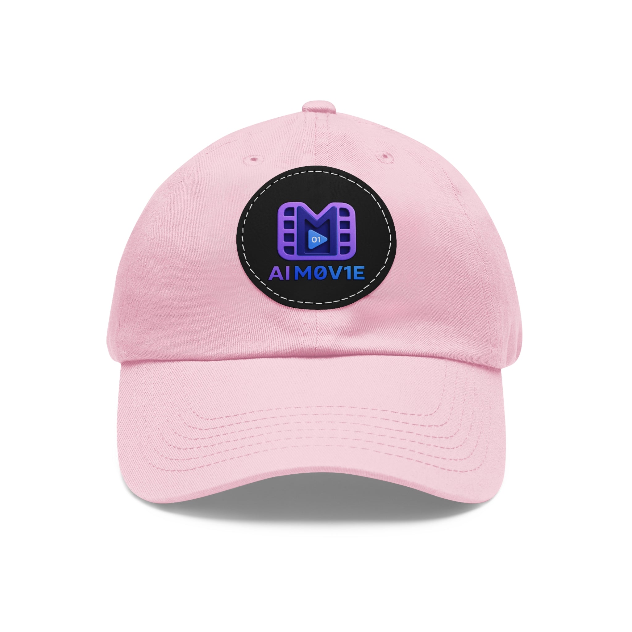 AI M0V1E - Dad Hat with Round Leather Patch – Neon Film Logo Cap