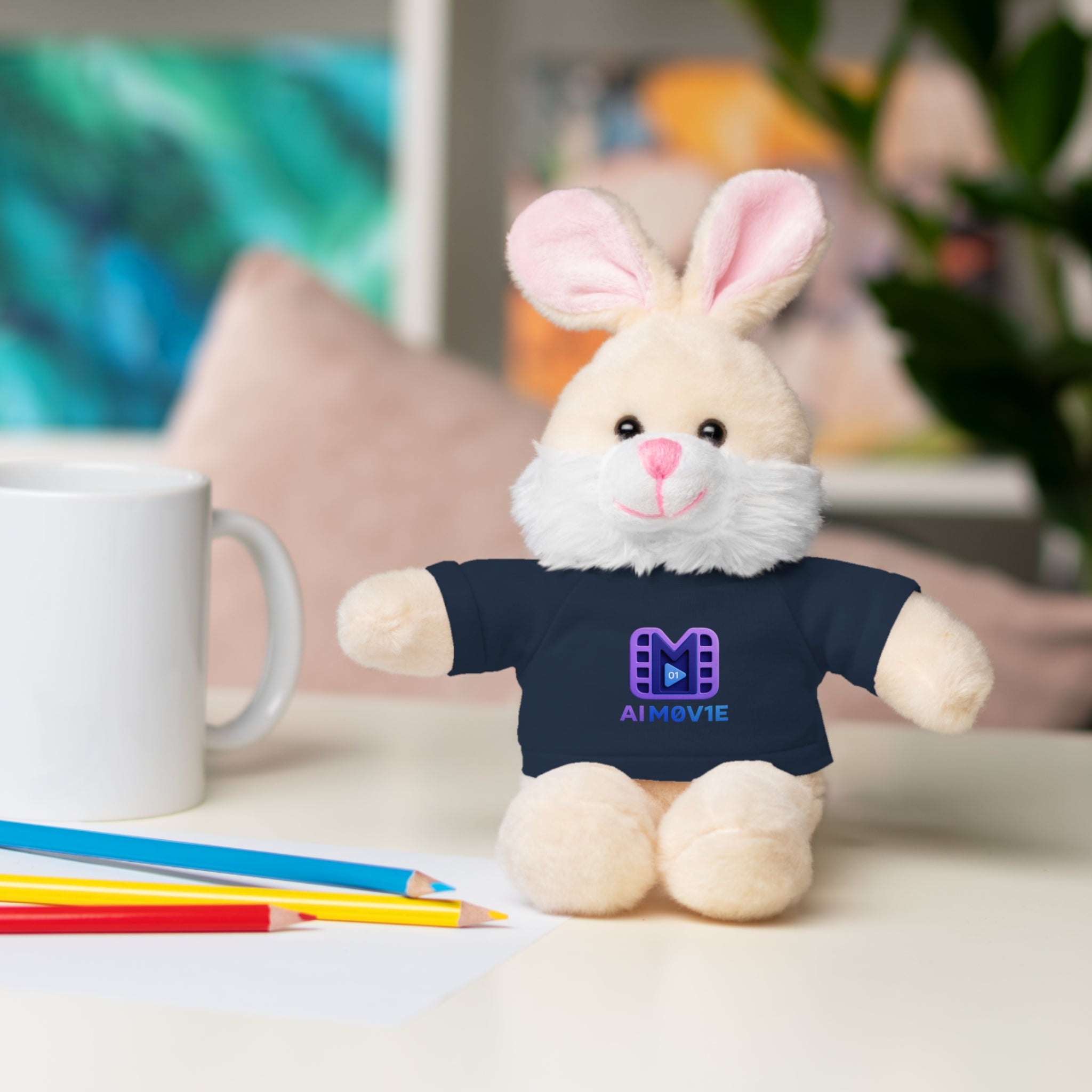 Purple Logo Teddy Bear Plush with Tee — Cute Branded Stuffed Animal Gift