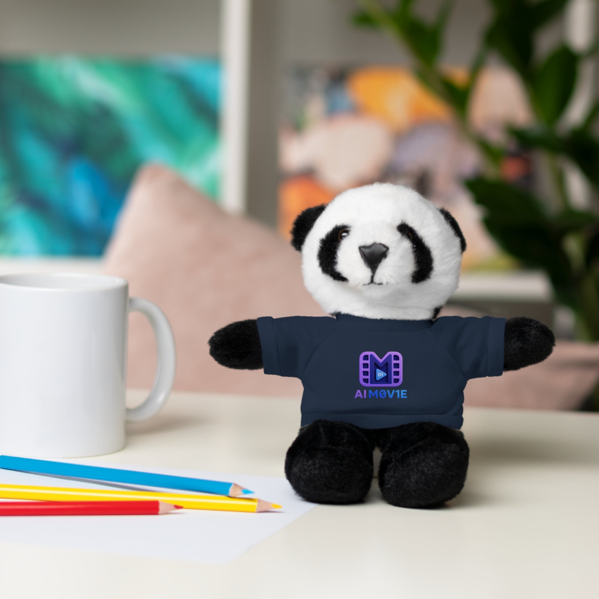 Purple Logo Teddy Bear Plush with Tee — Cute Branded Stuffed Animal Gift