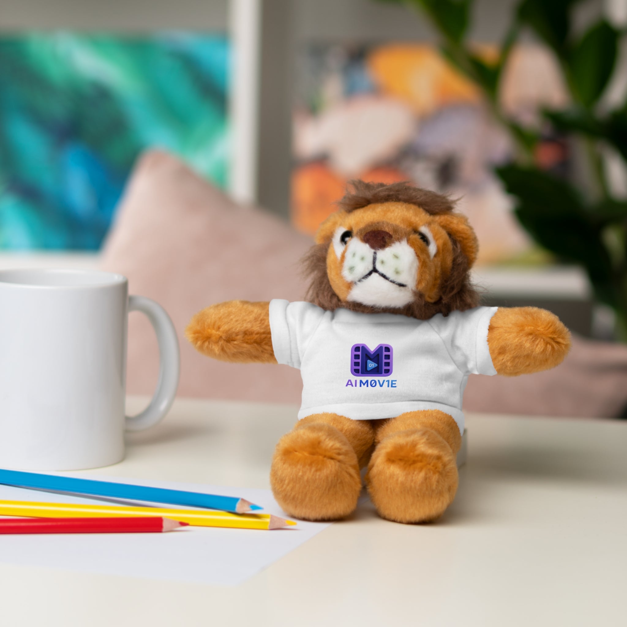 Purple Logo Teddy Bear Plush with Tee — Cute Branded Stuffed Animal Gift