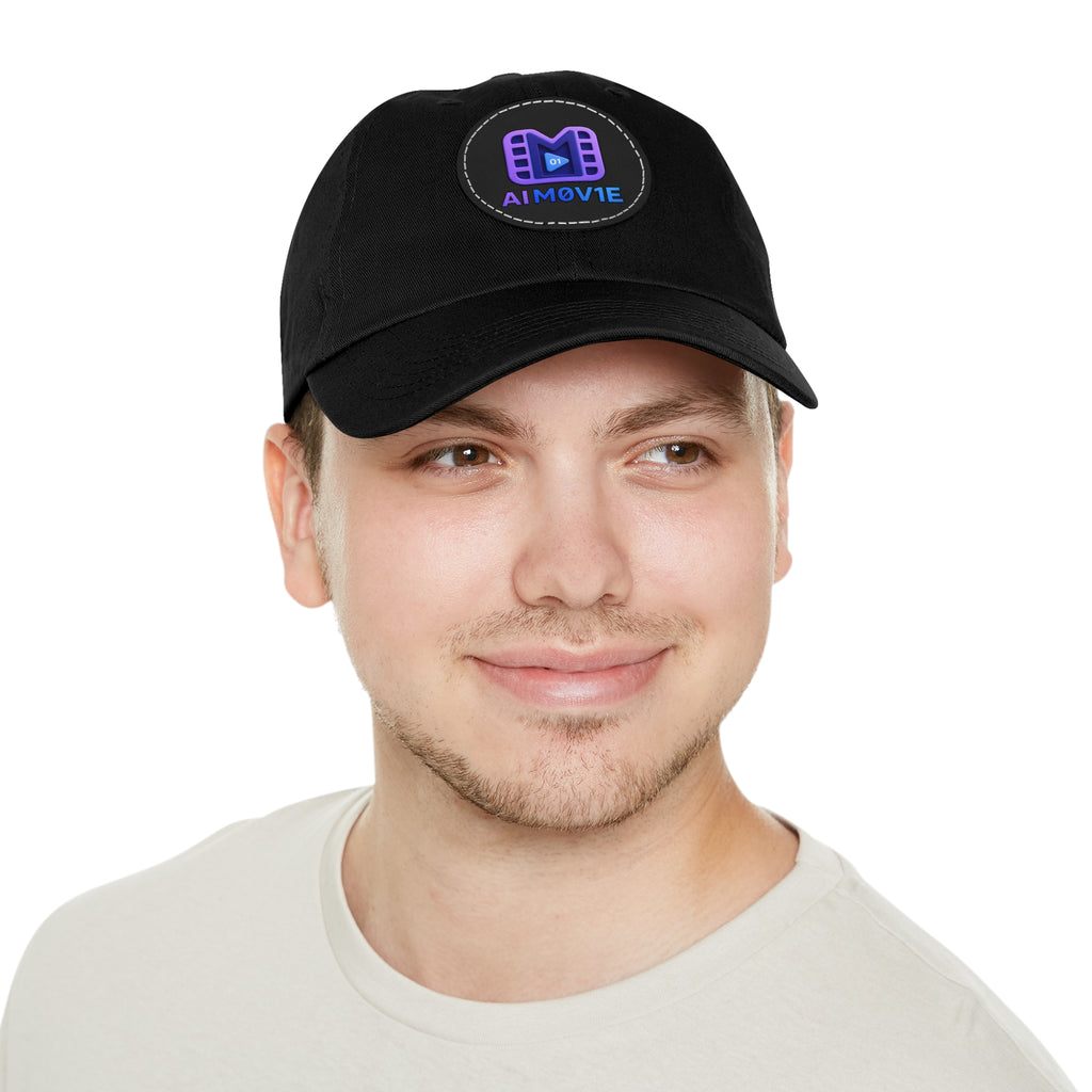 AI M0V1E - Dad Hat with Round Leather Patch – Neon Film Logo Cap