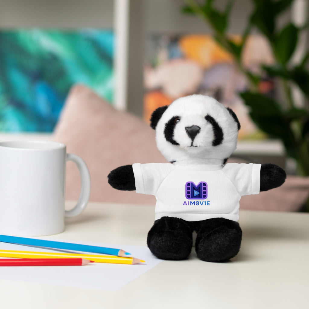 Purple Logo Teddy Bear Plush with Tee — Cute Branded Stuffed Animal Gift