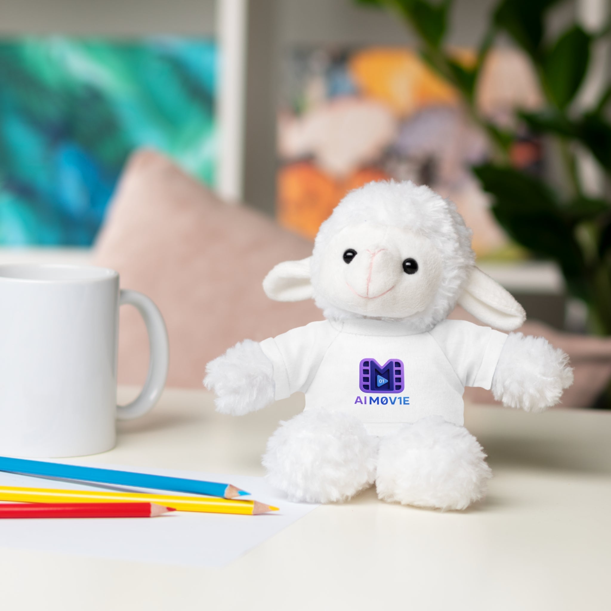 Purple Logo Teddy Bear Plush with Tee — Cute Branded Stuffed Animal Gift