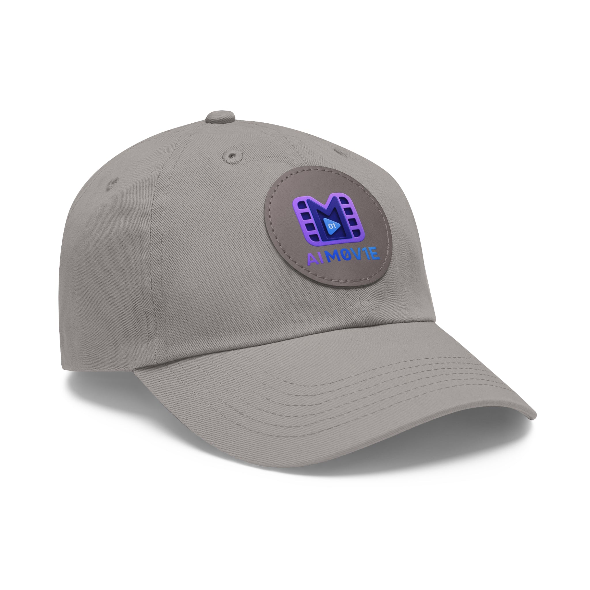 AI M0V1E - Dad Hat with Round Leather Patch – Neon Film Logo Cap