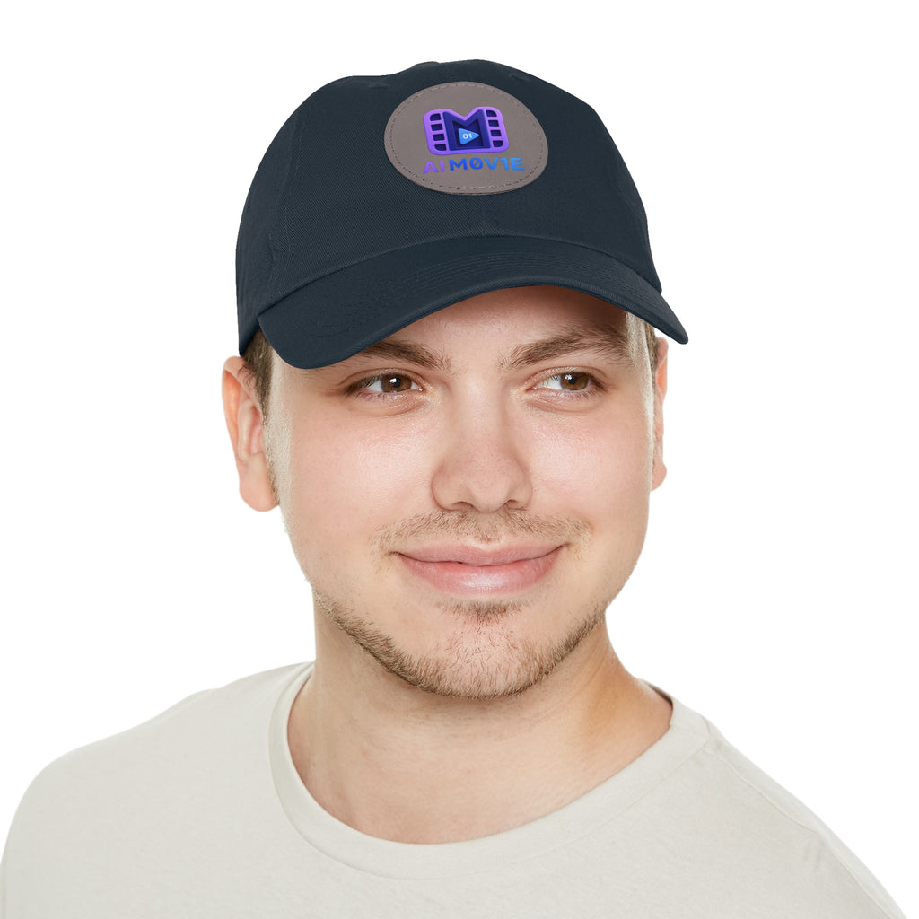 AI M0V1E - Dad Hat with Round Leather Patch – Neon Film Logo Cap
