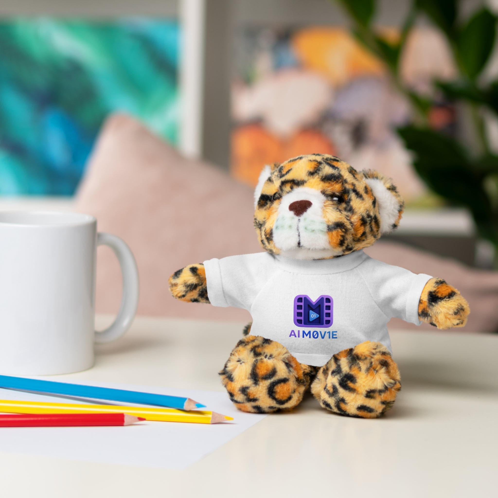 Purple Logo Teddy Bear Plush with Tee — Cute Branded Stuffed Animal Gift