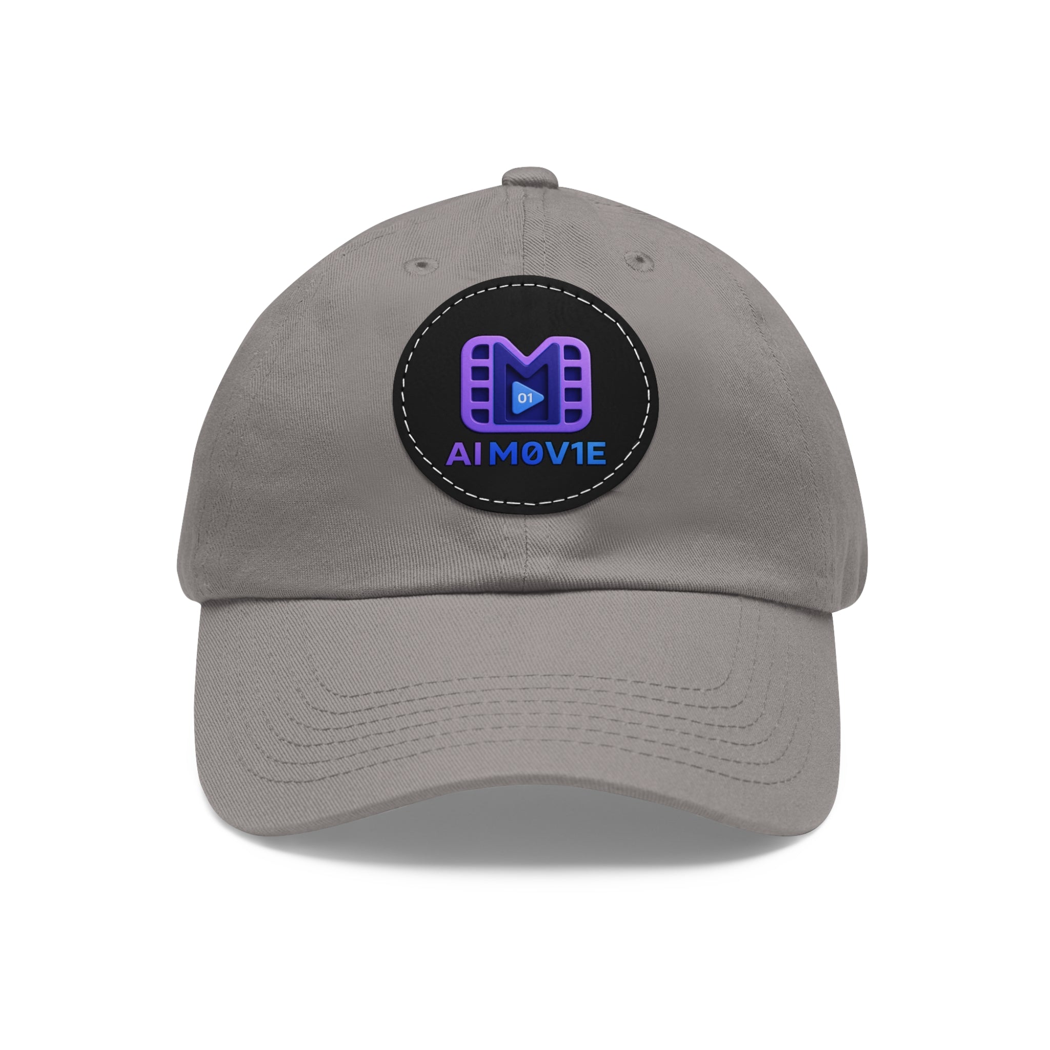 AI M0V1E - Dad Hat with Round Leather Patch – Neon Film Logo Cap