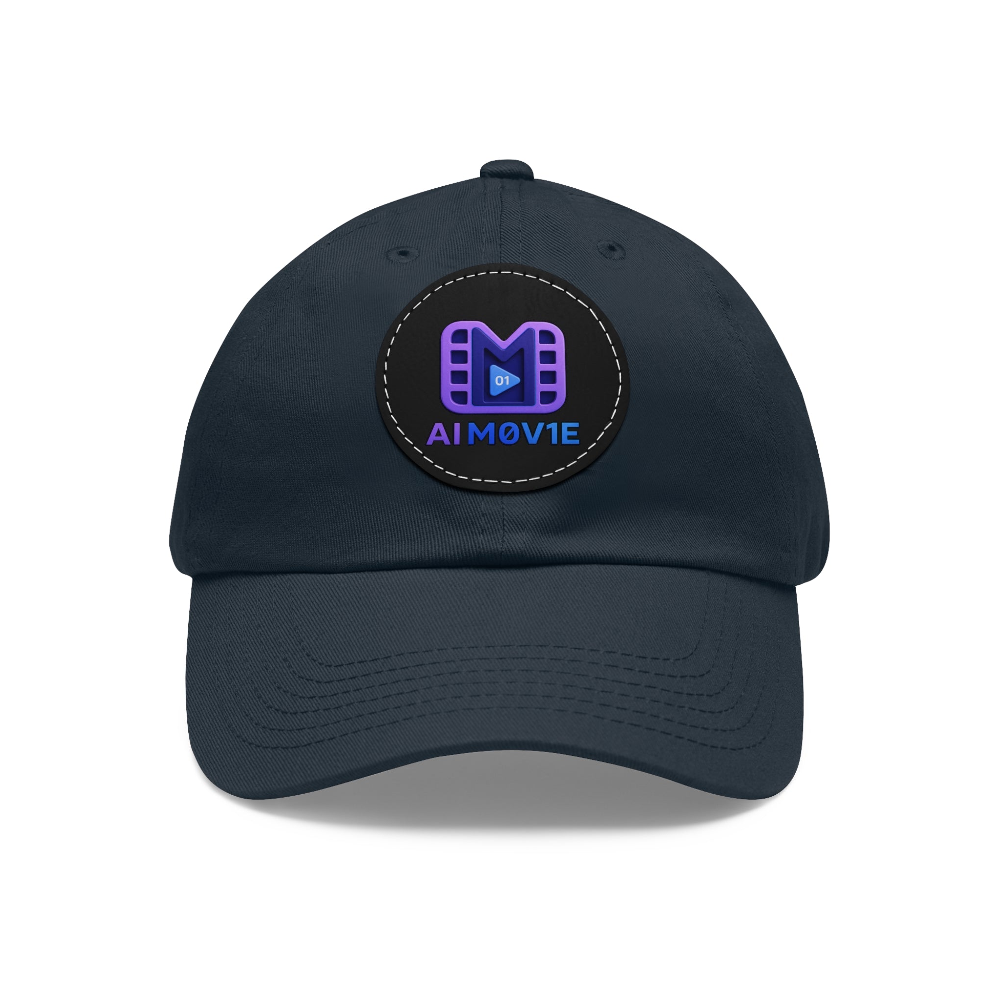 AI M0V1E - Dad Hat with Round Leather Patch – Neon Film Logo Cap