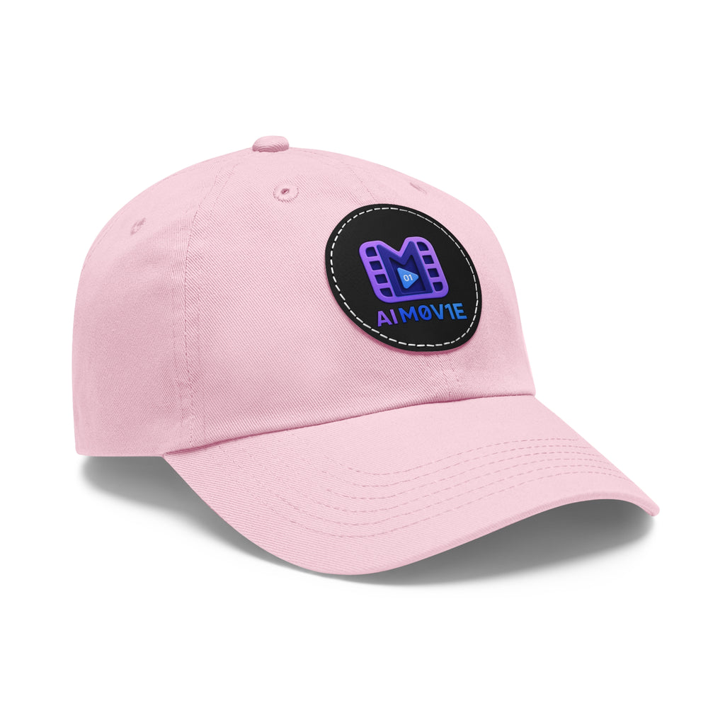 AI M0V1E - Dad Hat with Round Leather Patch – Neon Film Logo Cap