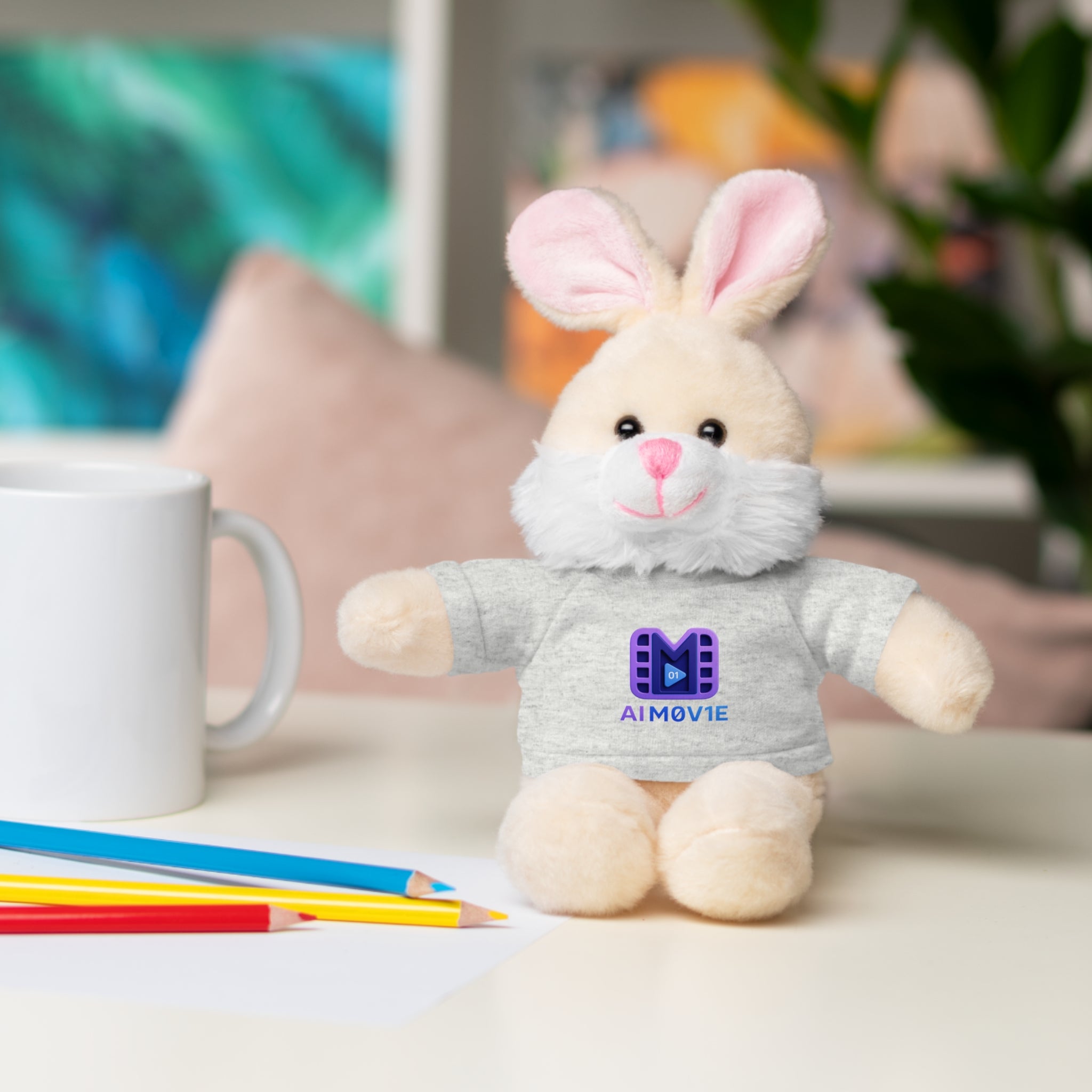 Purple Logo Teddy Bear Plush with Tee — Cute Branded Stuffed Animal Gift