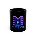 AI M0V1E Logo Black Mug — 11oz/15oz Coffee Cup for Filmmakers & AI Tech Fans