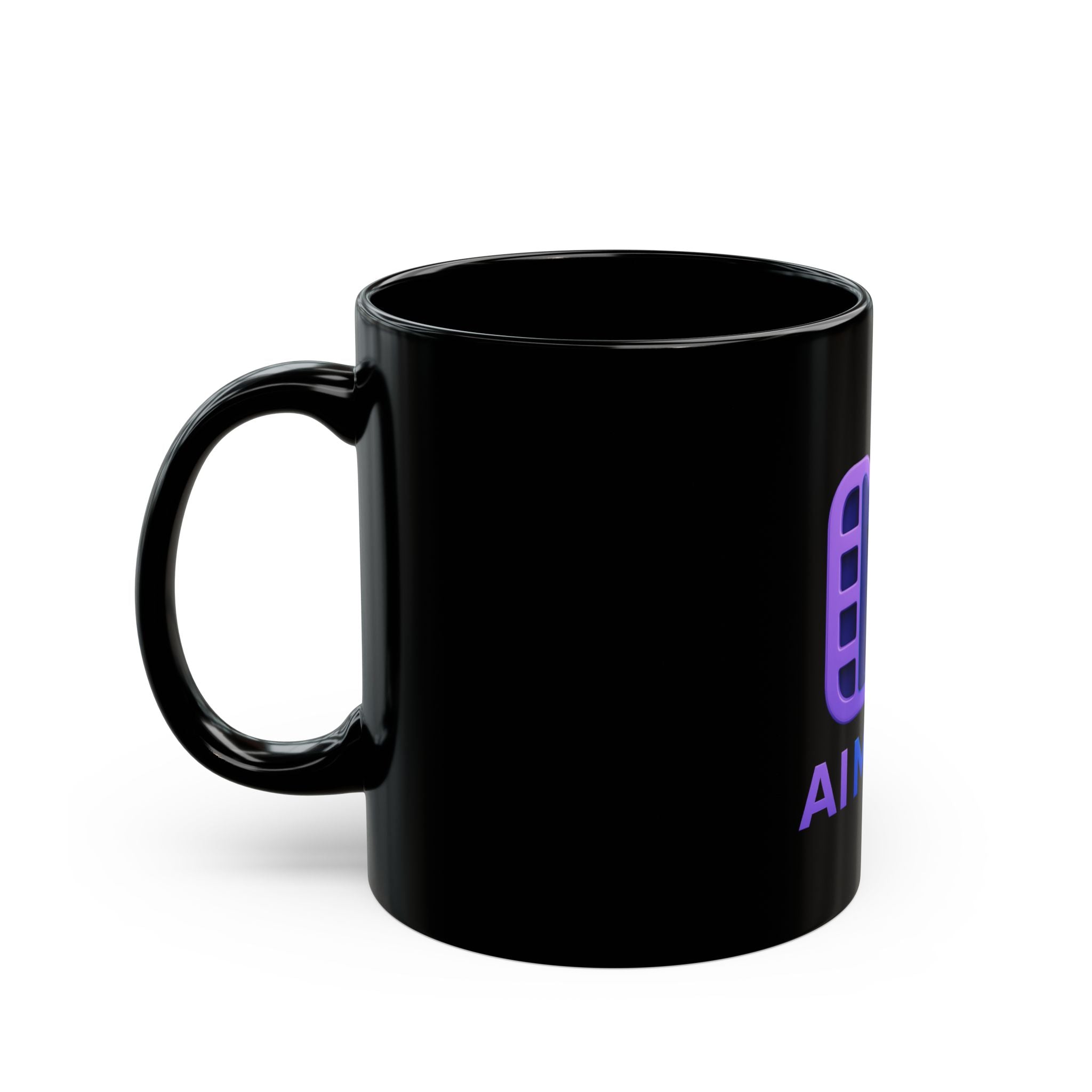 AI M0V1E Logo Black Mug — 11oz/15oz Coffee Cup for Filmmakers & AI Tech Fans